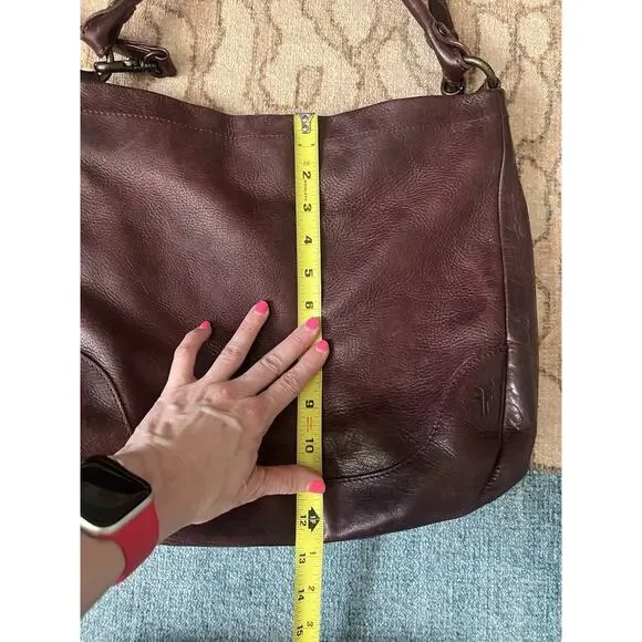 FRYE Melissa Slouchy Burgundy Antique Leather Large Hobo Crossbody Purse Bag - Picture 13 of 14